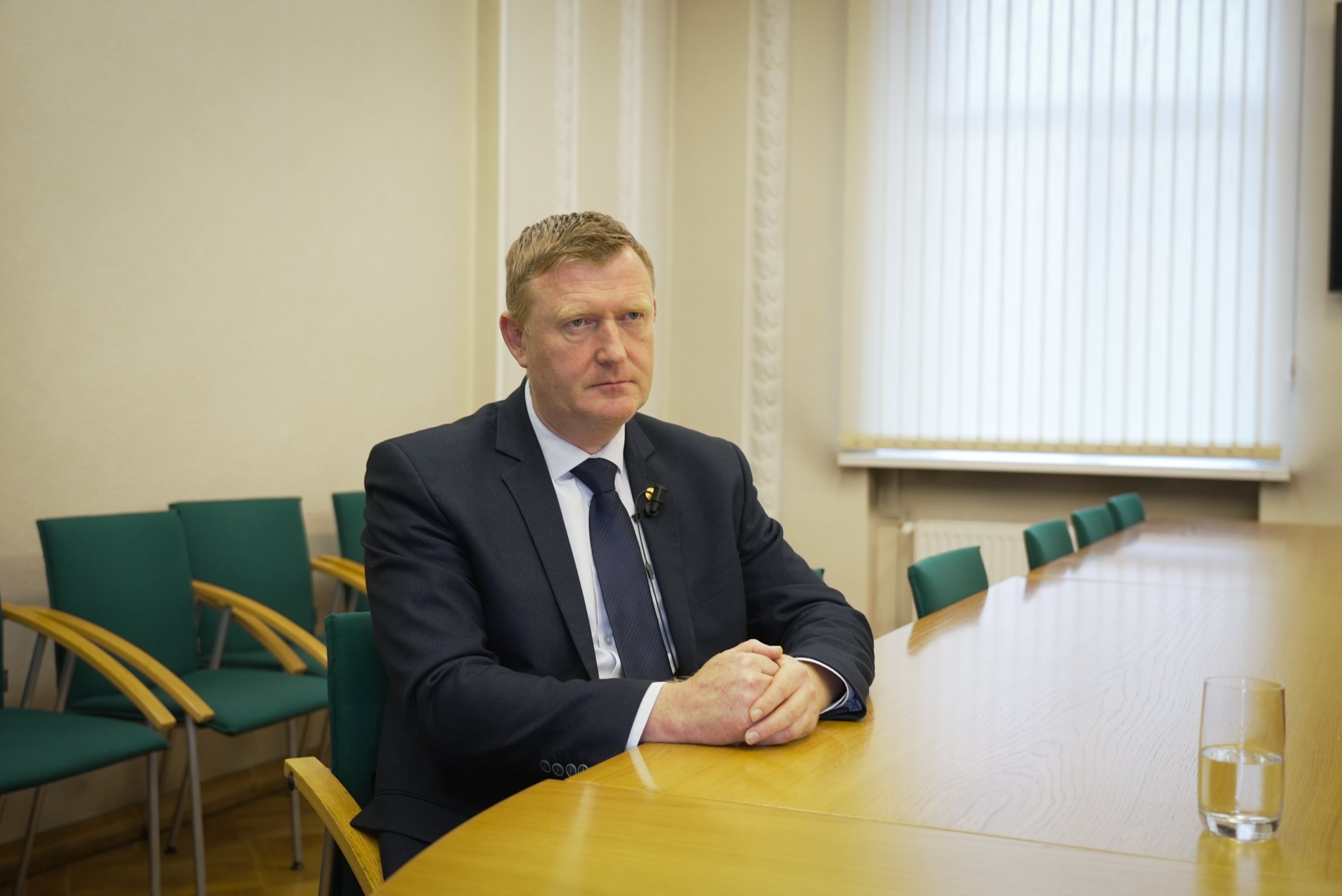 The Latvian defence minister, Raivis Melnis, during the interview in Riga.
