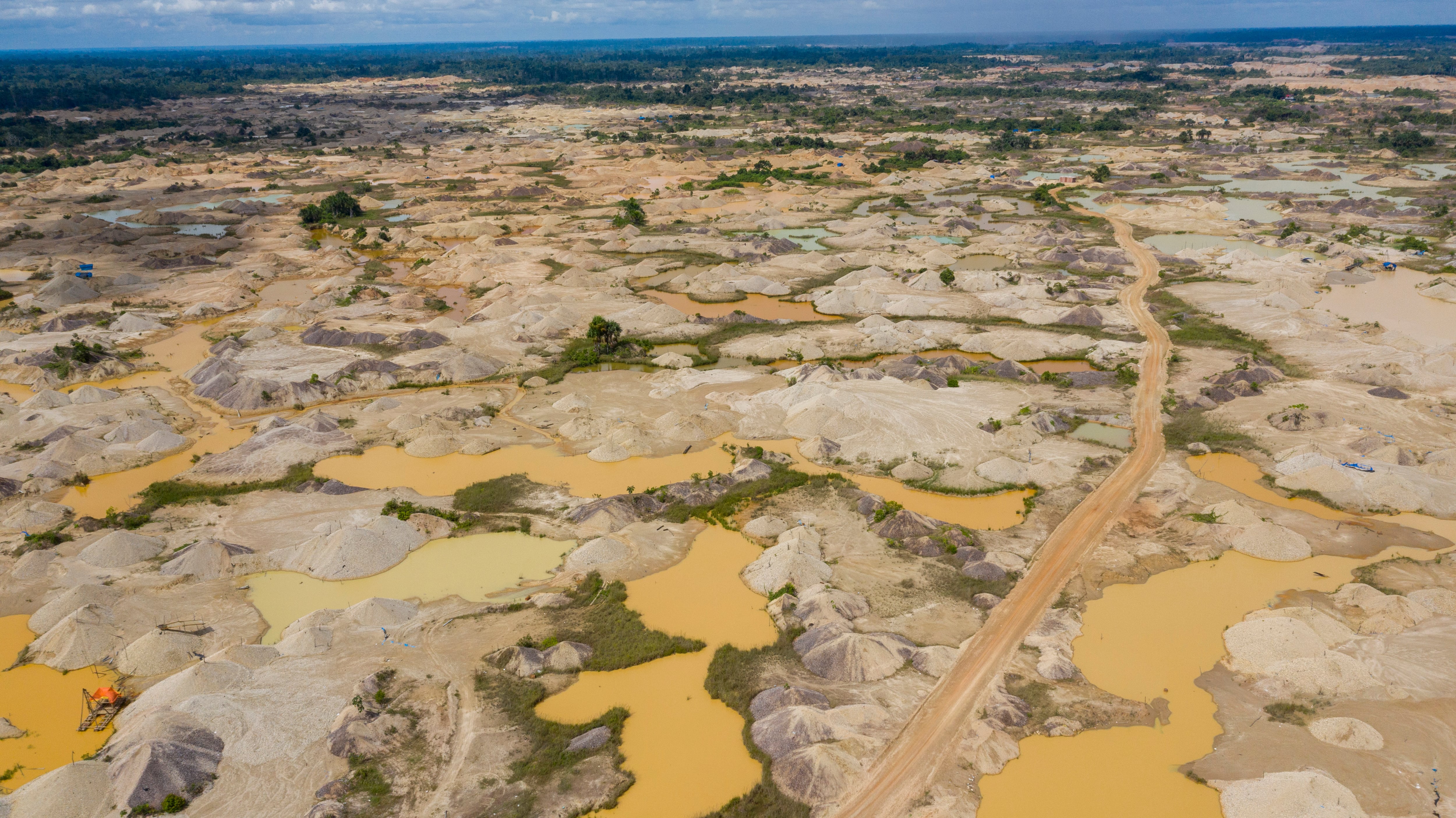 Gold mining in the Amarakaeri communal reserve in Madre de Dios, Peru.