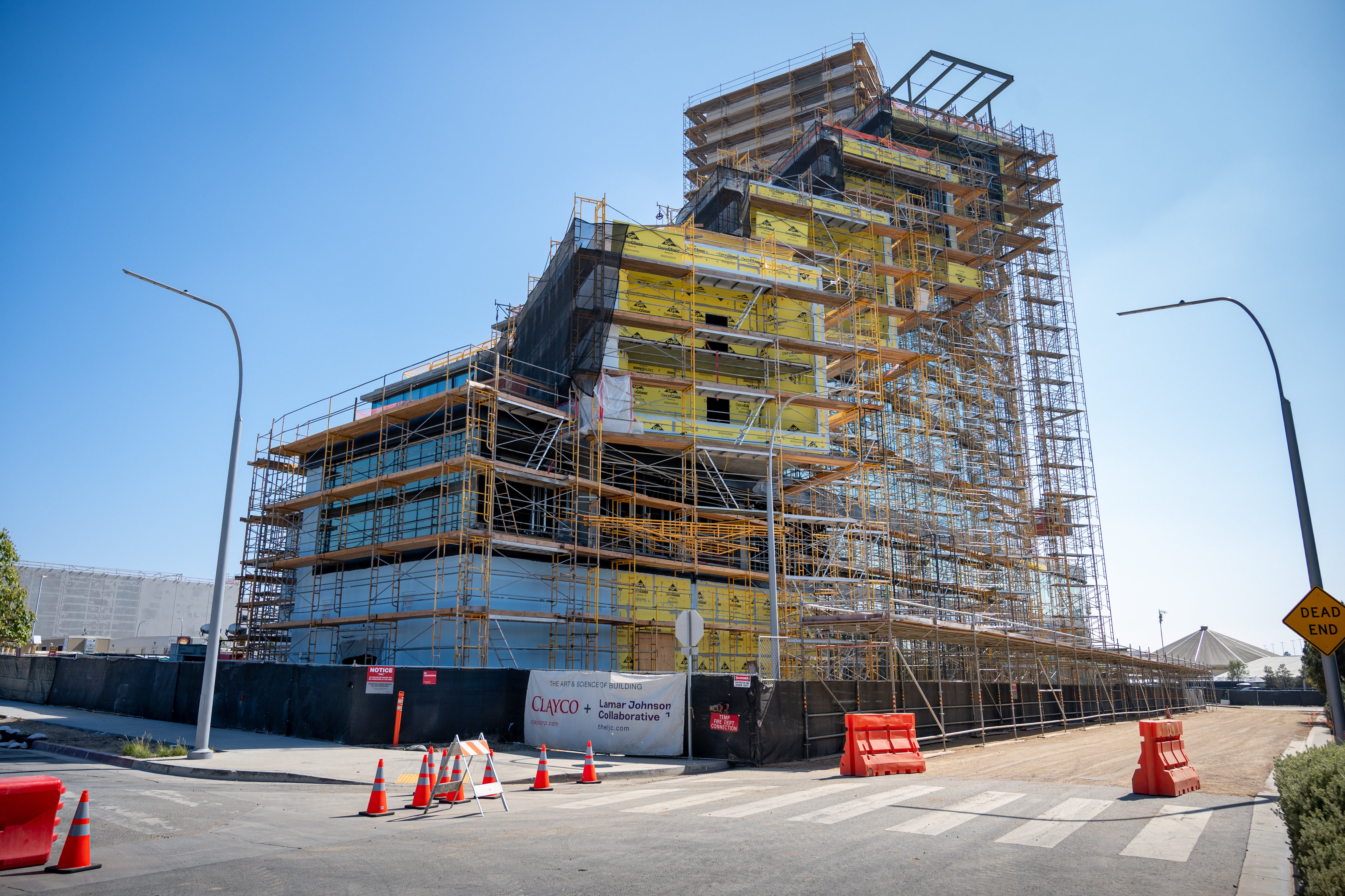 New construction in the SoFi Stadium complex, in Inglewood.