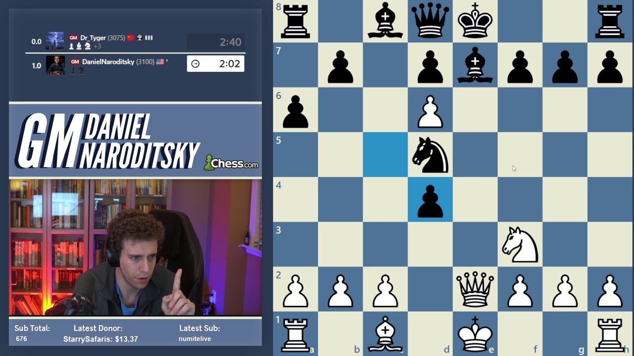 Daniel Naroditsky, in a screenshot from his Twitch stream last Saturday.