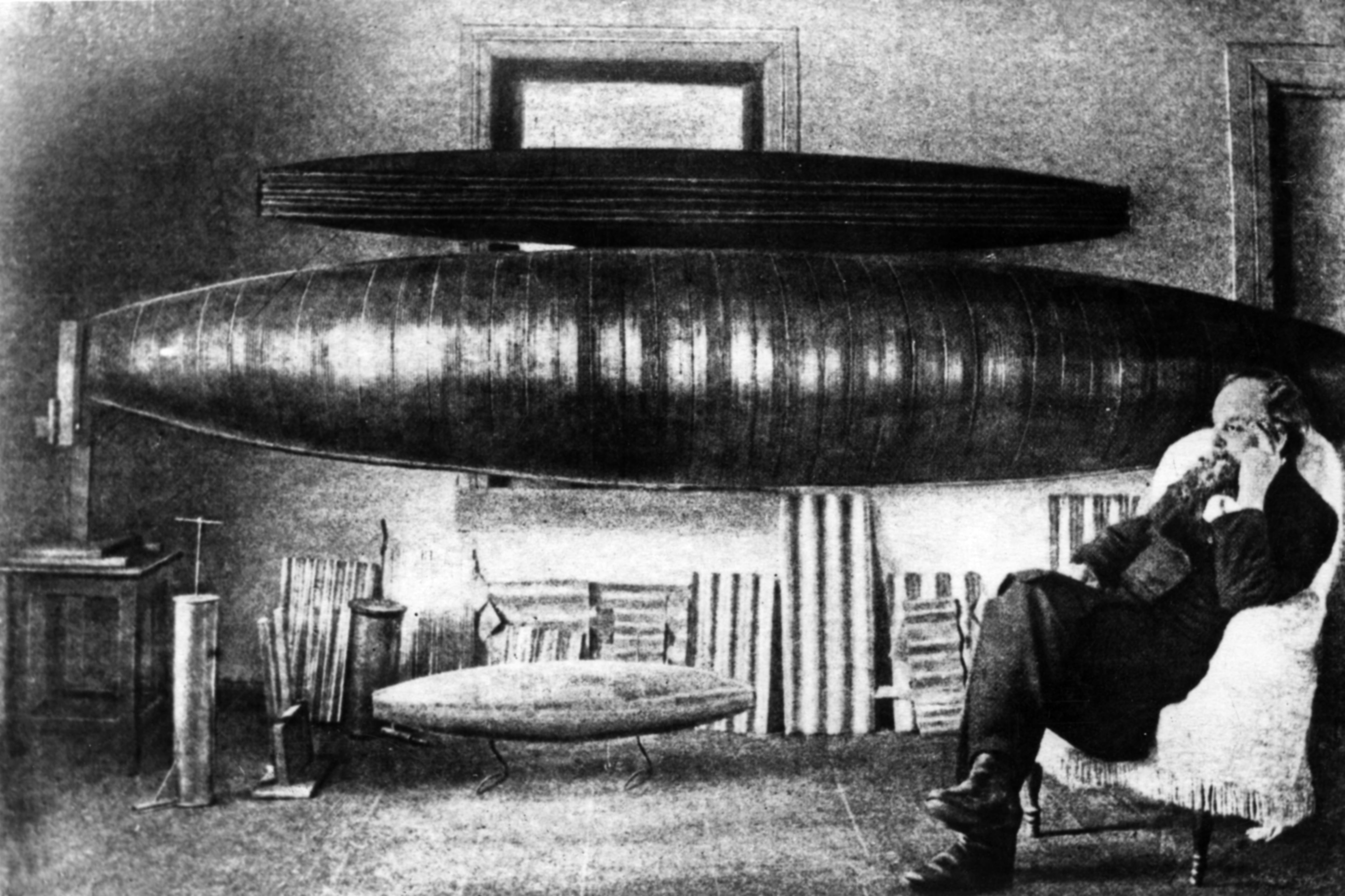 Konstantin Tsiolkovsky, a pioneering rocket and space travel scientist in his workshop in Kaluga, Russia.