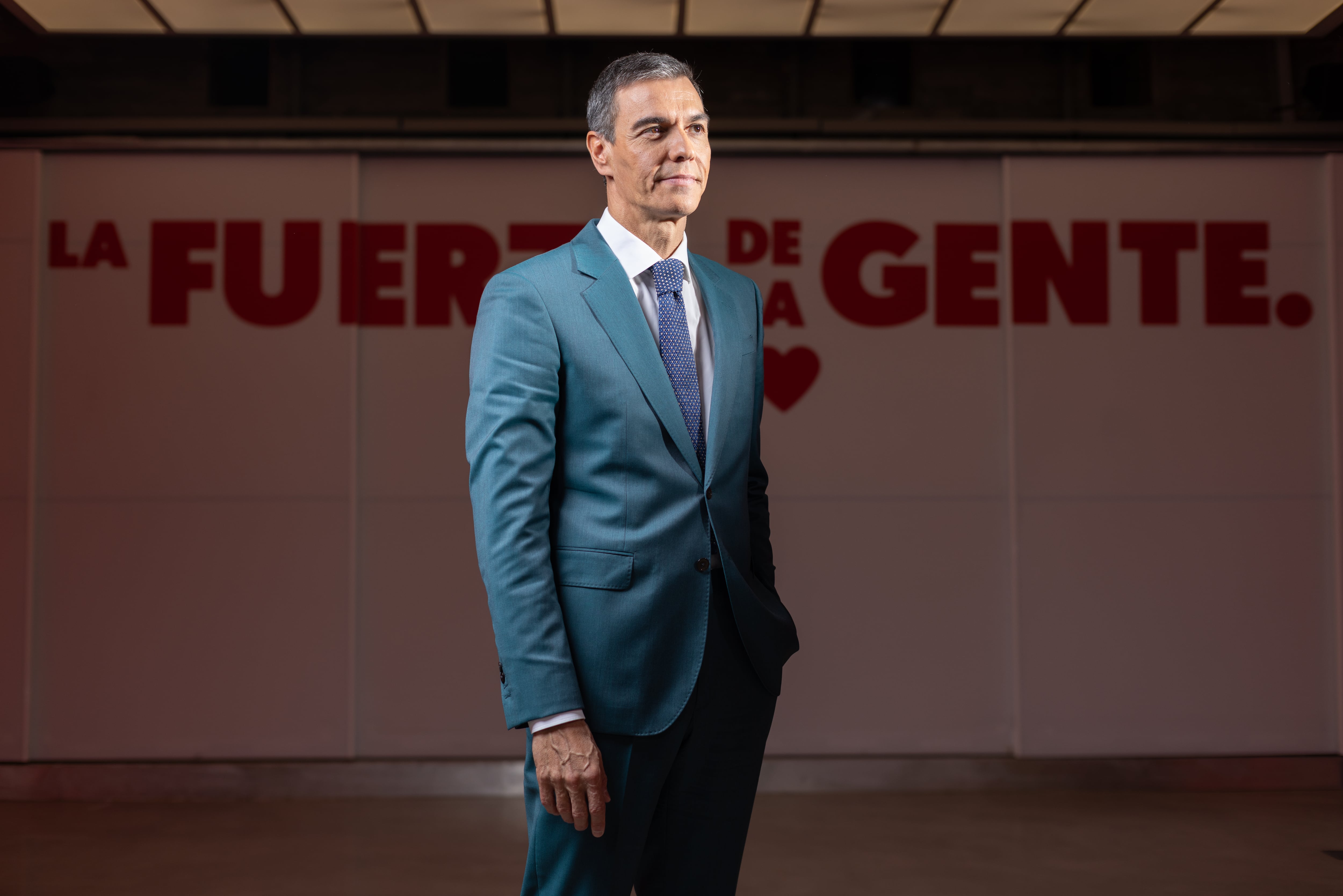 The prime minister and PSOE leader, Pedro Sánchez, on Friday at the party’s central headquarters on Ferraz street in Madrid.