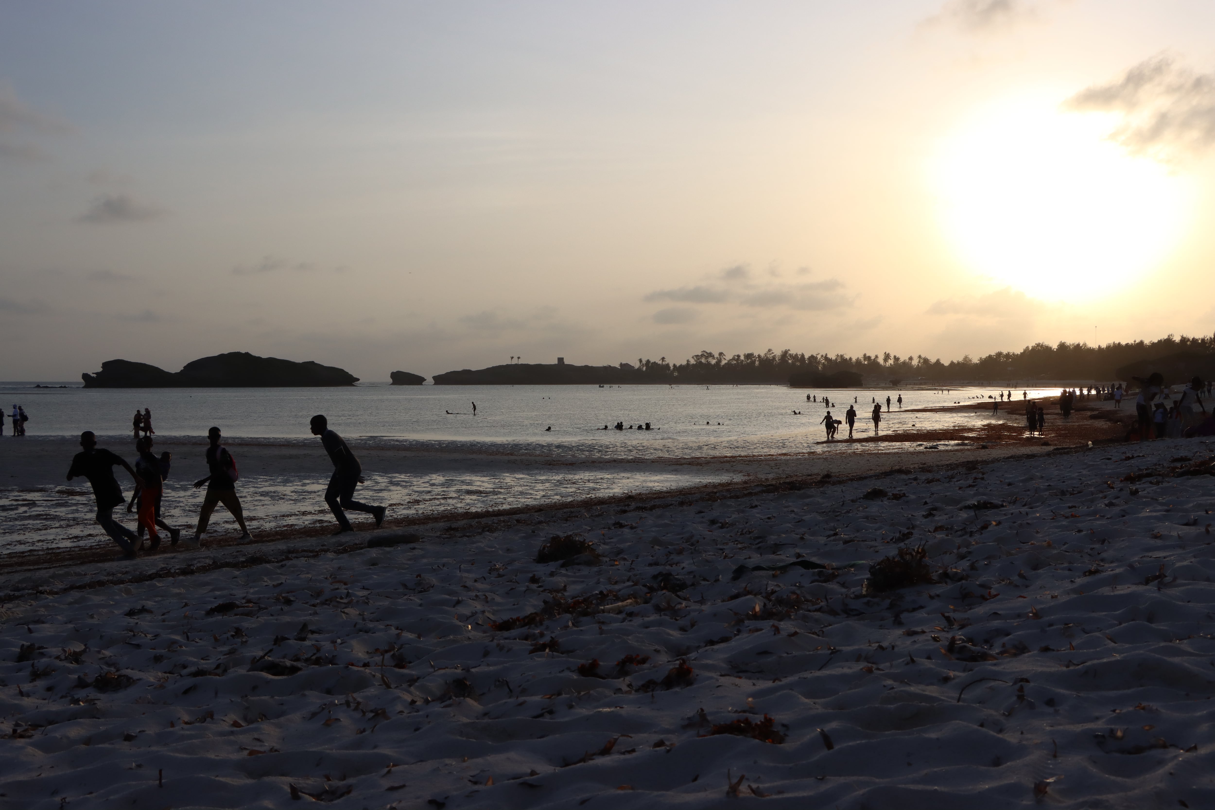 Seven Islands Beach, one of Watamu's idyllic beaches, at sunset on December 25, 2024.