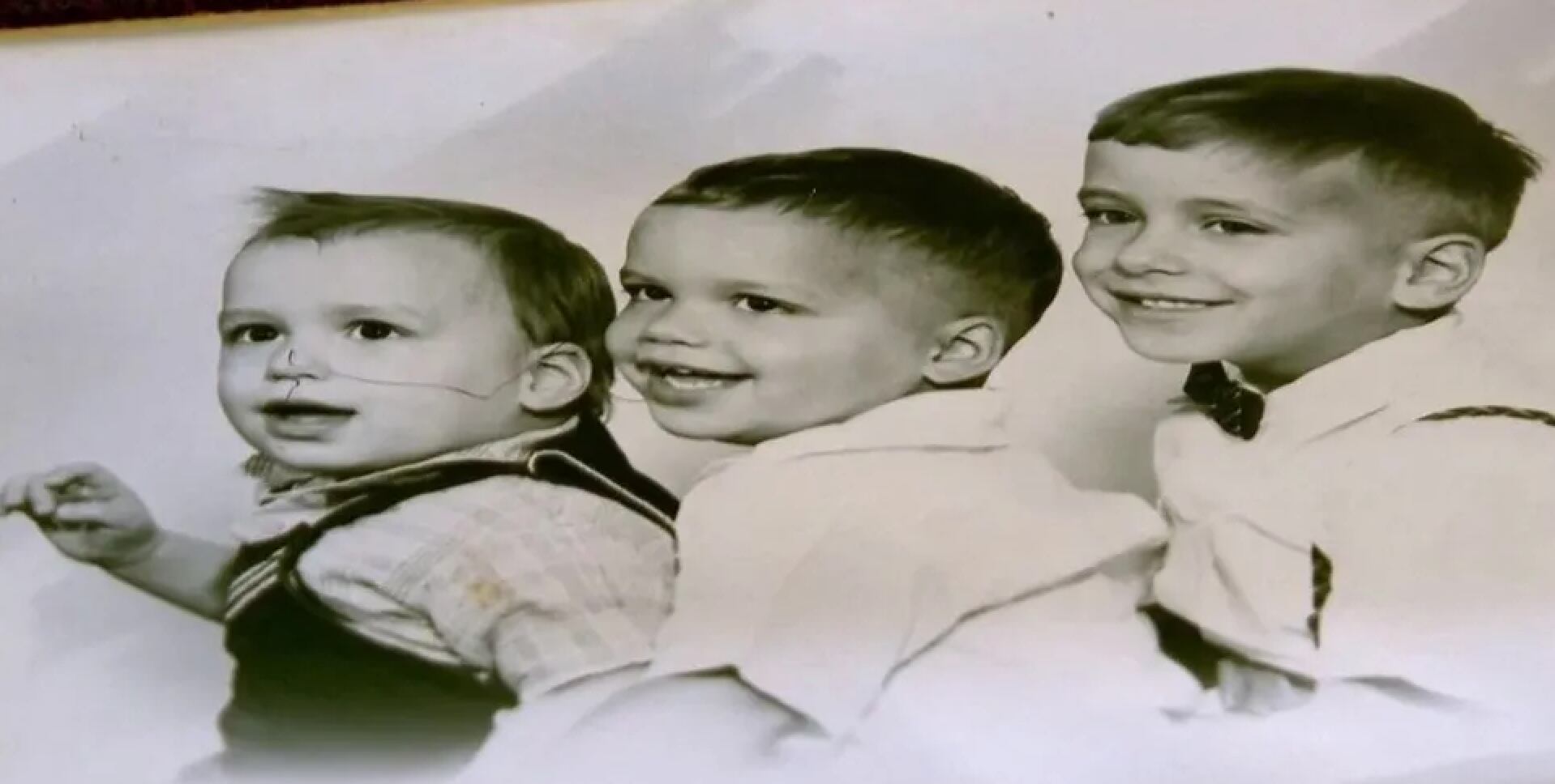 A 1958 portrait of the three Prevost brothers: Pope Leo, 3 (left), John, 4, and Louis, 7, in New Lenox, Illinois.