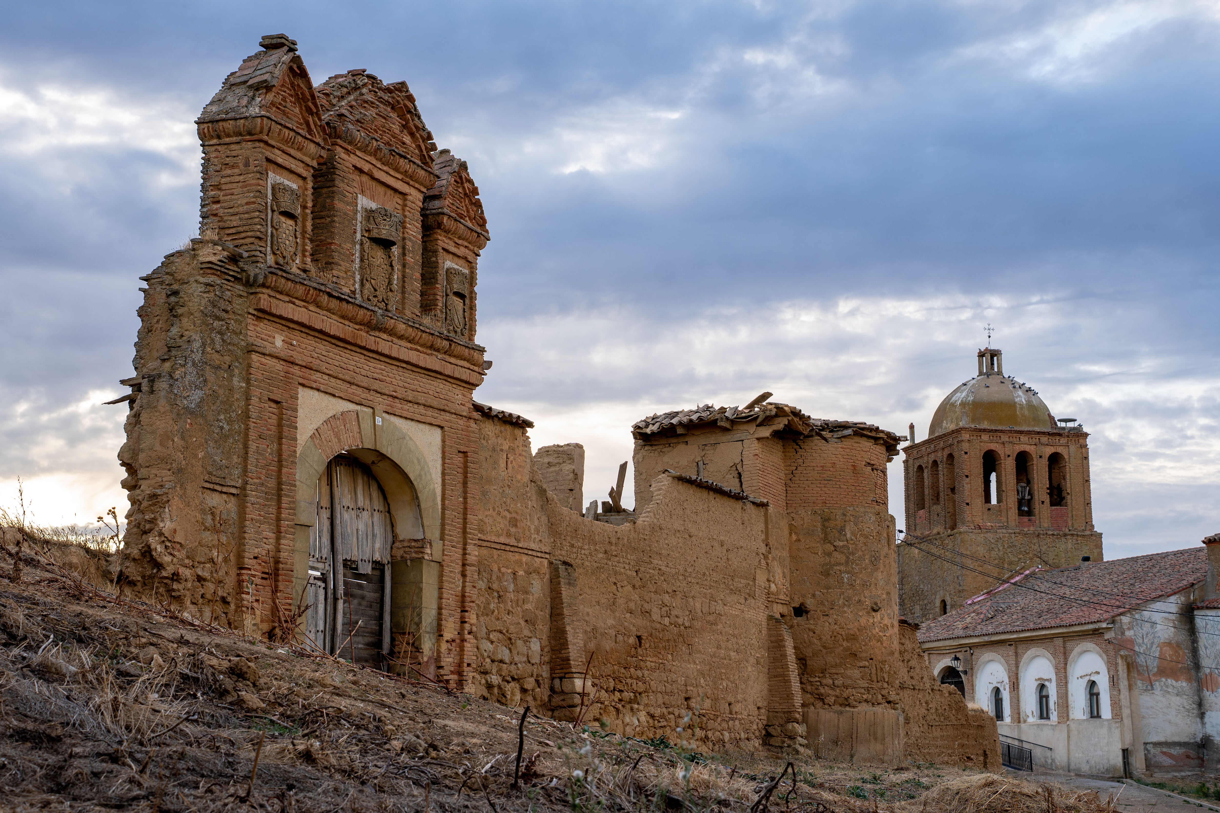 The façade of the Villagómez palace, in Villagómez La Nueva in Valladolid.