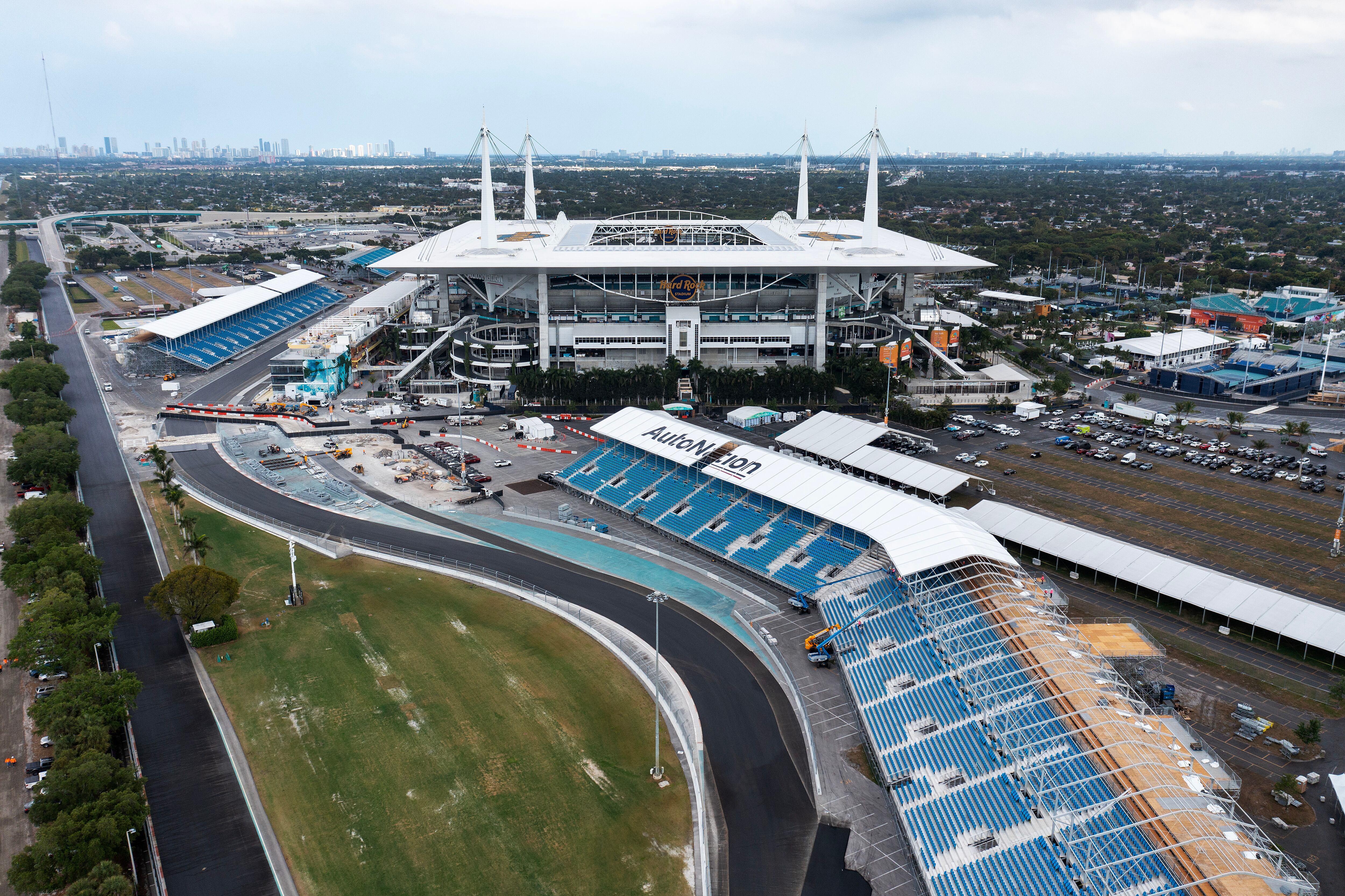 An aerial view of the Hard Rock Stadium.