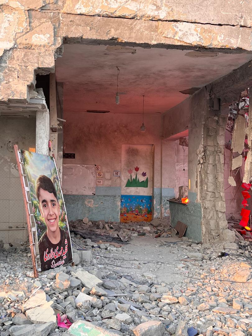 Some of the buildings at the school in Minab, in southern Iran, are still standing months after the facility was bombed, as seen in a photograph taken on May 13.