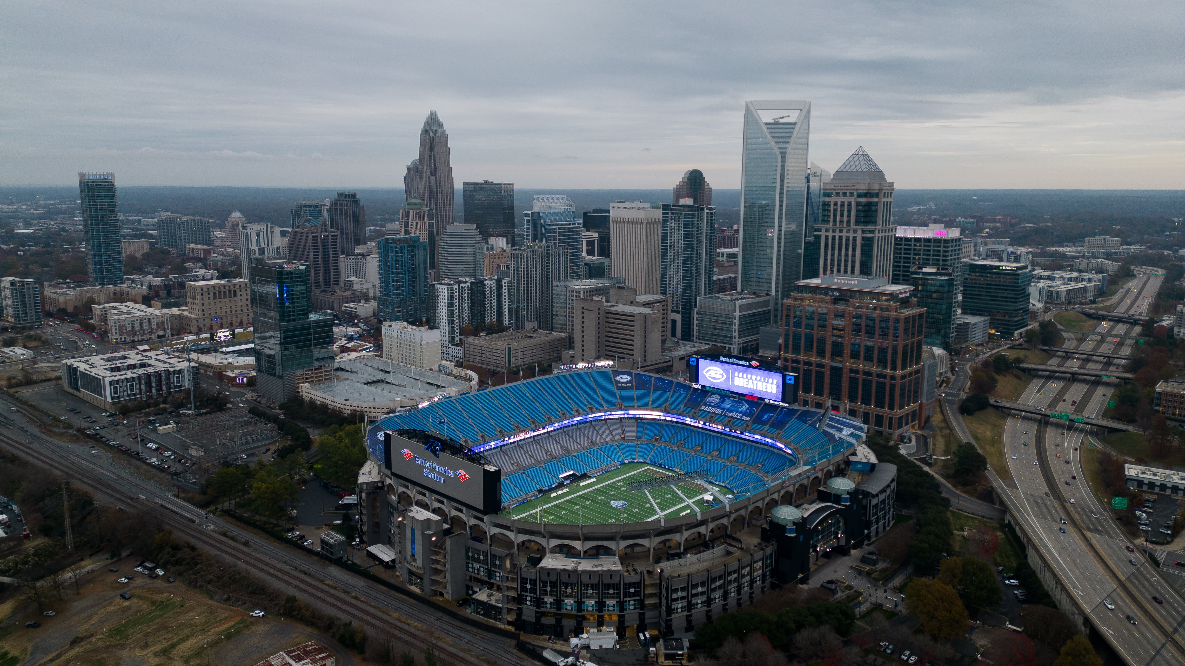 Bank of America Stadium in Charlotte, which seats 75,000 people.
