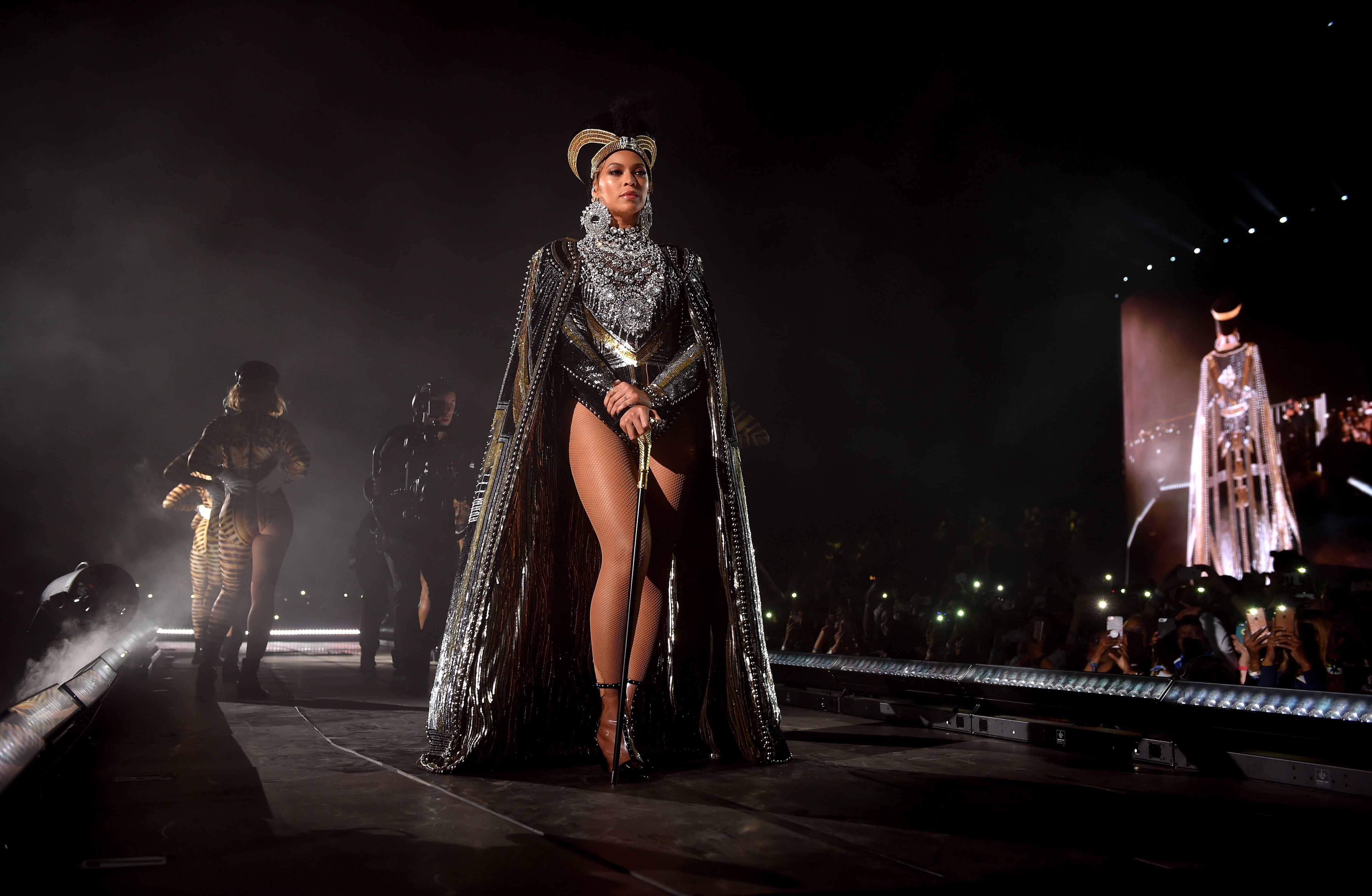 Singer Beyoncé dressed as Nefertiti at the 2018 Coachella Festival in Indio, California.