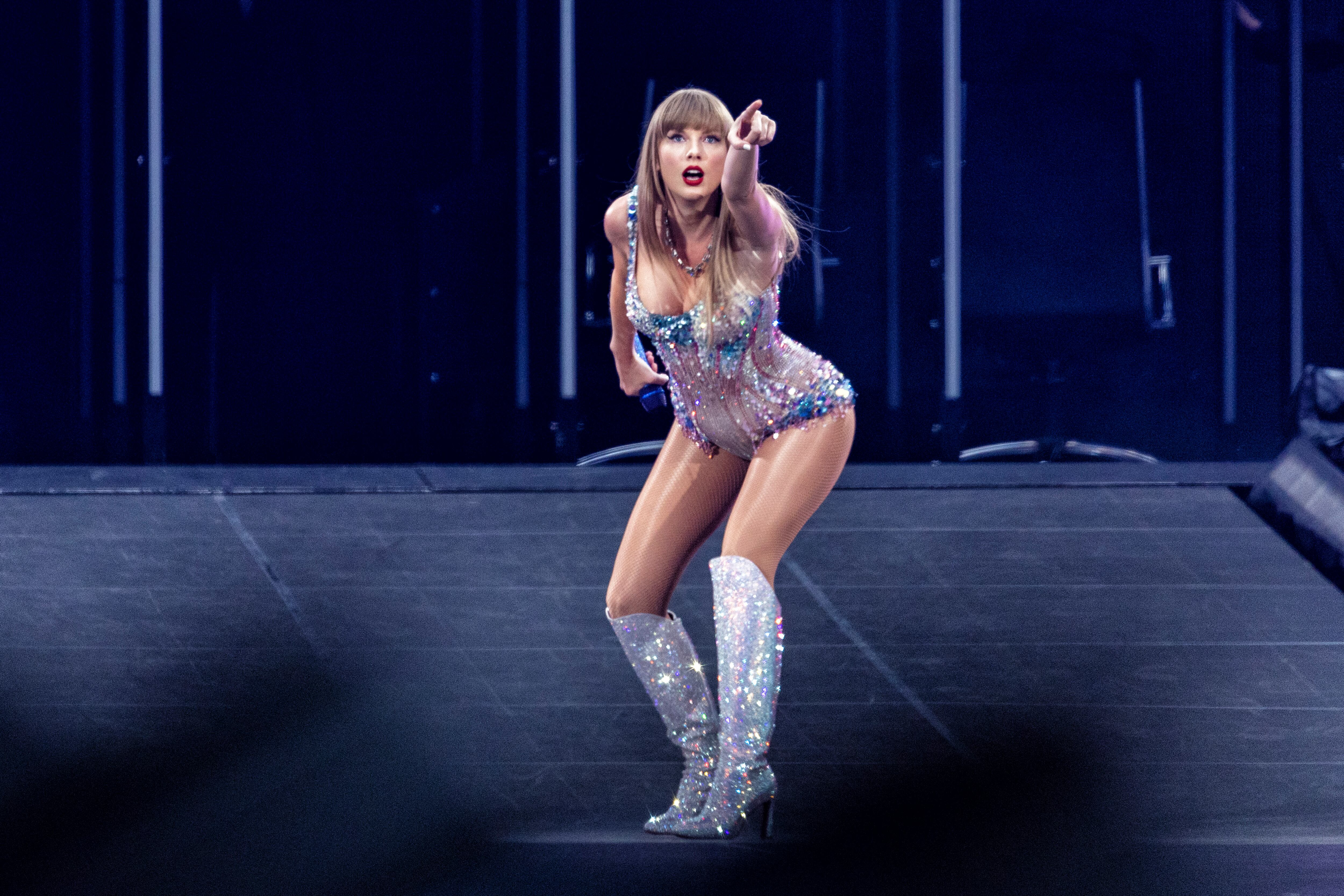 Taylor Swift, at her concert at Santiago Bernabéu stadium in Madrid on May 29.