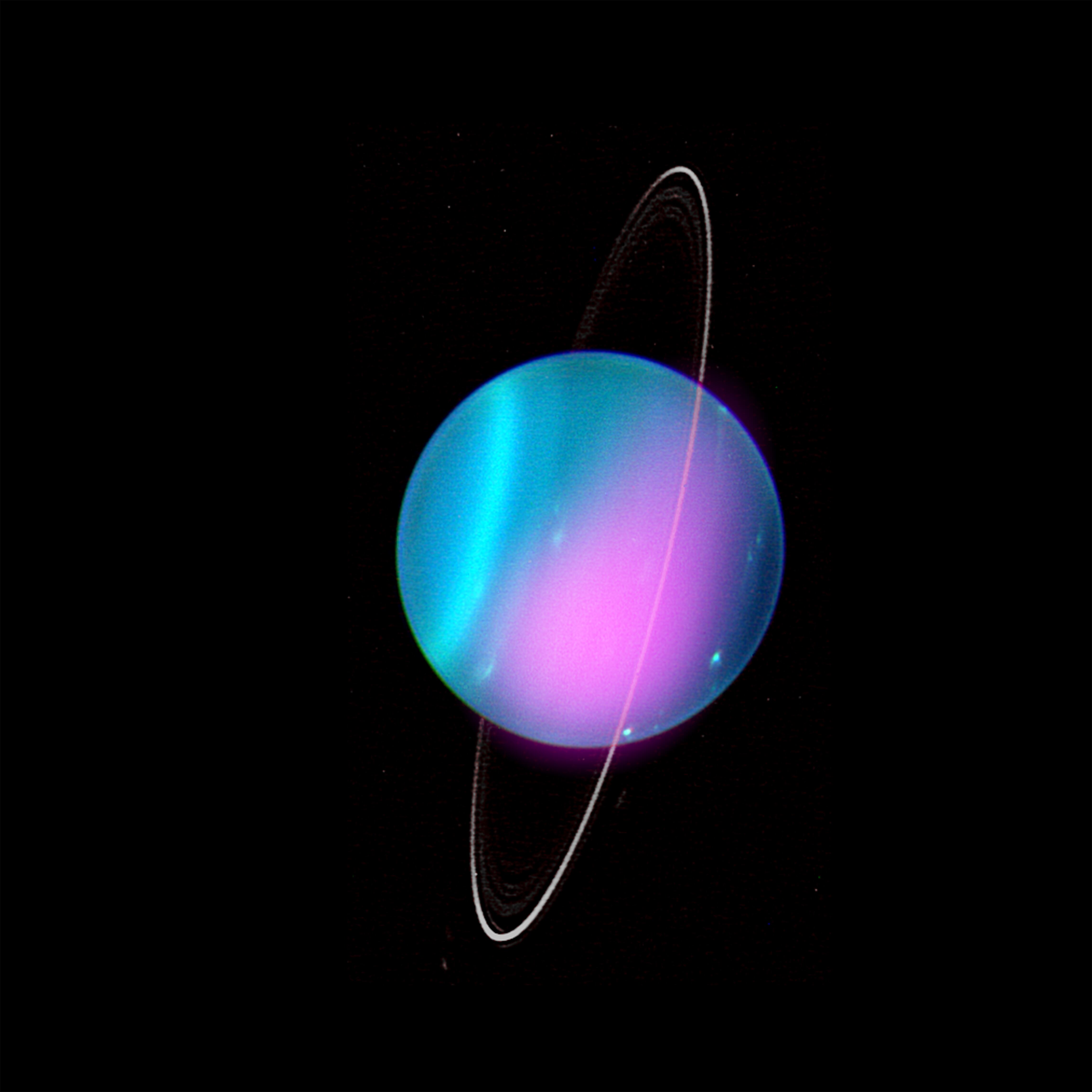 The inclination of Uranus's axis of rotation reaches almost 90 degrees, and that is why there are areas where winters last dozens of years.