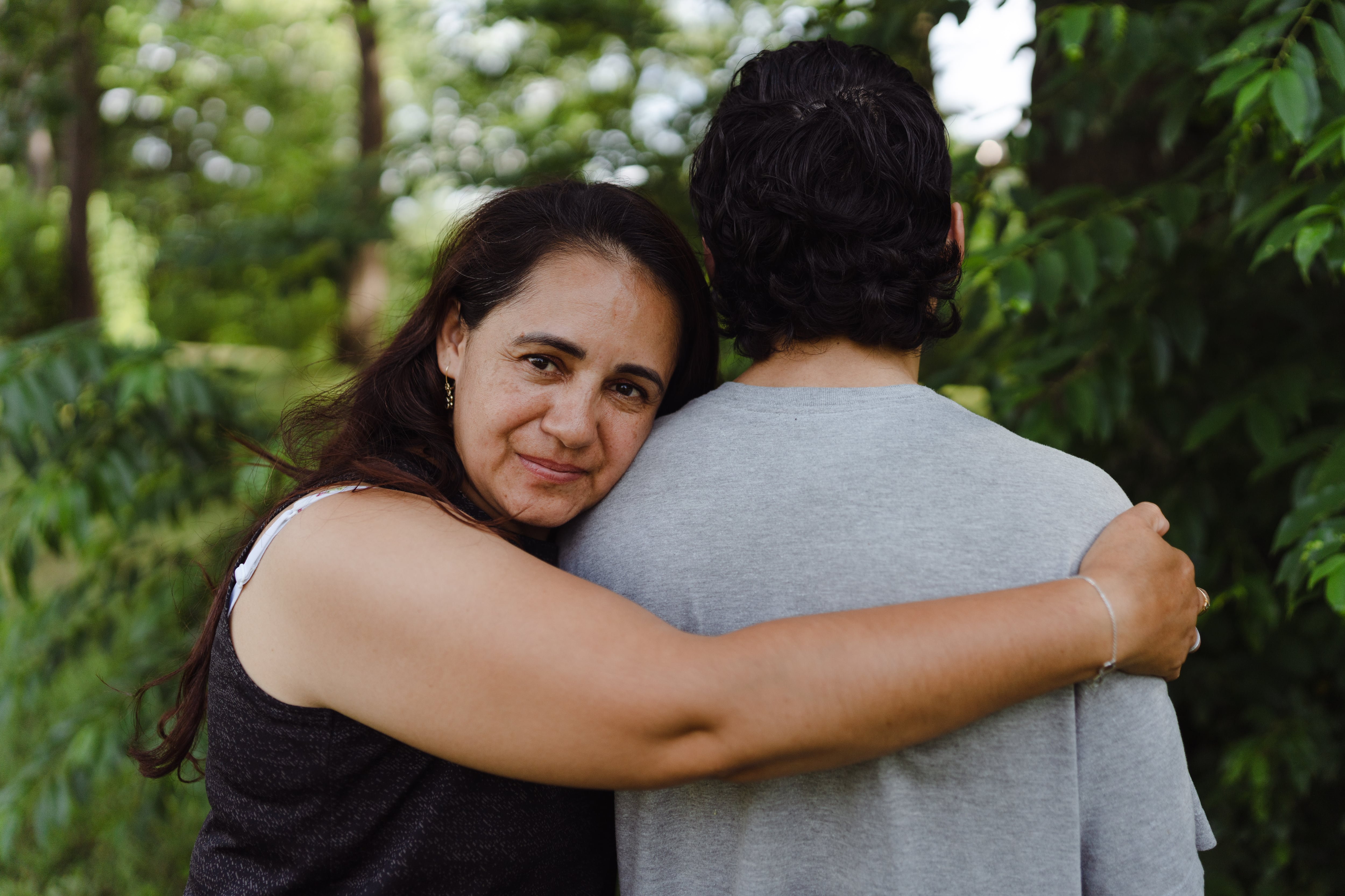 Sandra Suero and her son Jhonatan Bello Cabrera in New Jersey. Jhonatan was detained in October 2025 while working at a warehouse in Avenel, New Jersey.