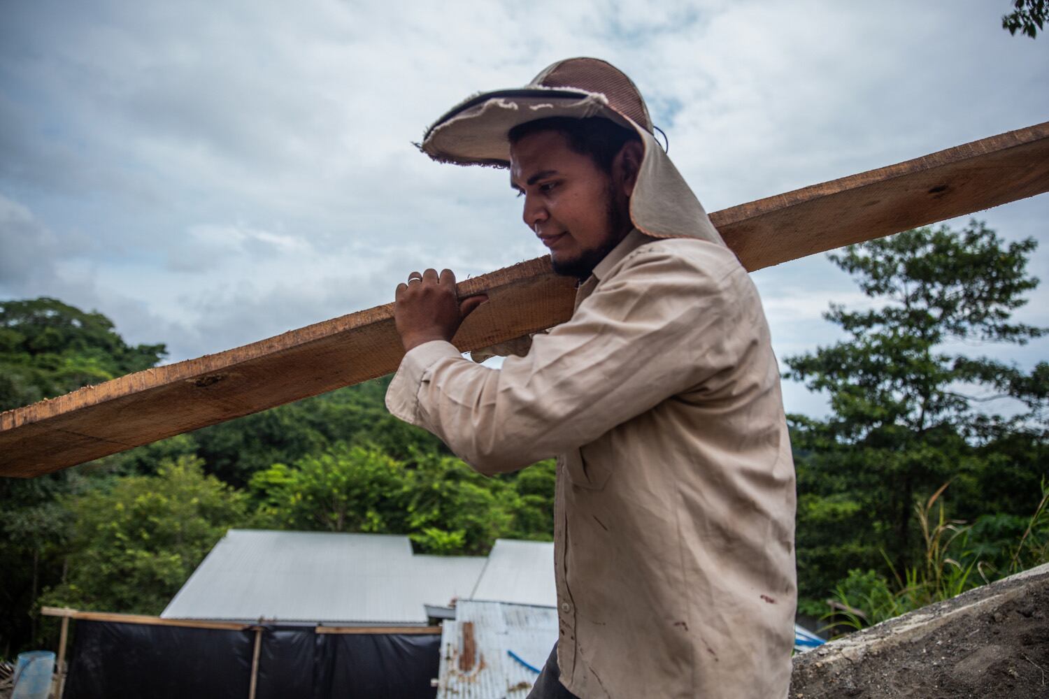 A Nicaraguan migrant worker at a construction site near Santa Teresa beach in Costa Rica.