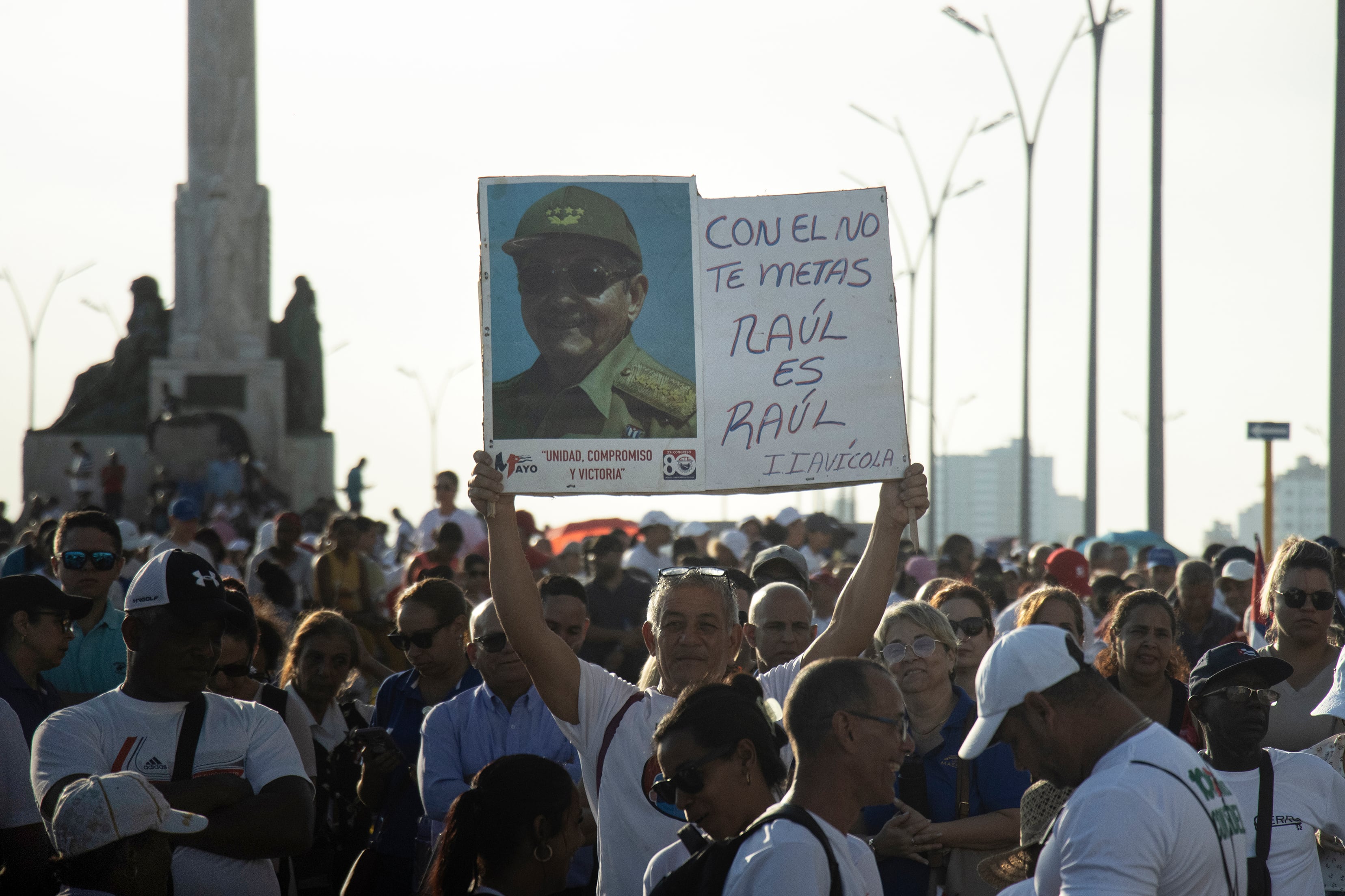 Protesters gather at the José Martí Anti-Imperialist Platform, in Havana, Cuba, on May 22, 2026. 