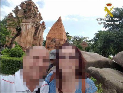 The suspect and her partner on one of the exotic trips they took and documented on social media.