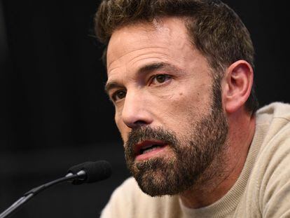 US actor Ben Affleck speaks during a press conference about their upcoming film �Air� ahead of the NBA All-Star Celebrity Game in Salt Lake City, Utah, on February 17, 2023. (Photo by Patrick T. Fallon / AFP)