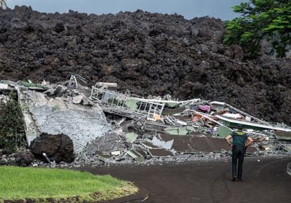 Homes destroyed by the lava in Todoque, on the Spanish island of La Palma, on Wednesday.