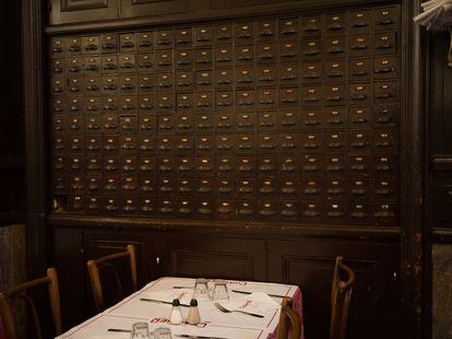 The lockers where, in the past, clients’ tablecloths were kept, at the Bouillon Chartier, in Paris