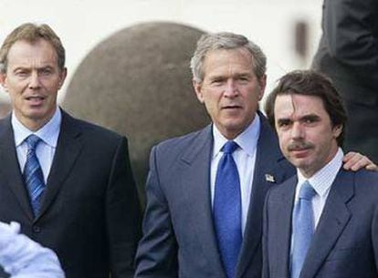 Blair, Bush and Aznar at the Azores Islands summit.