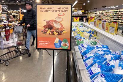 Turkeys on display at a supermarket in Glenview, Illinois.