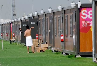Dormitories have been built to accommodate soccer fans in Doha, Qatar.