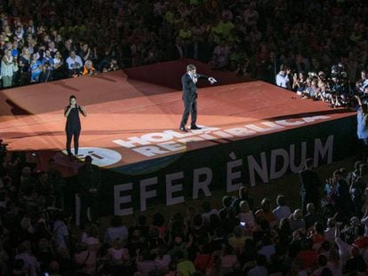 Catalan regional premier Carles Puigdemont at a referendum rally in Tarragona.