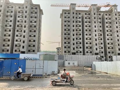 Evergrande apartment buildings under construction in Beijing.