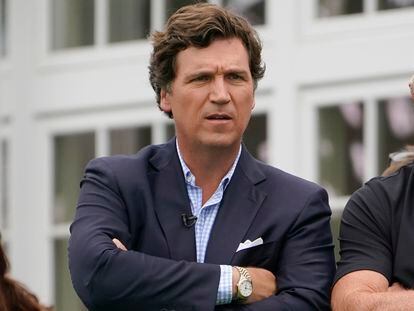 Tucker Carlson, during a golf tournament in New Jersey in July 2022.