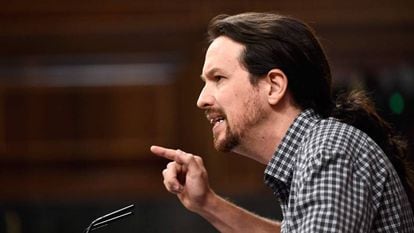 Unidas Podemos leader Pablo Iglesias on the first day of the investiture debate.