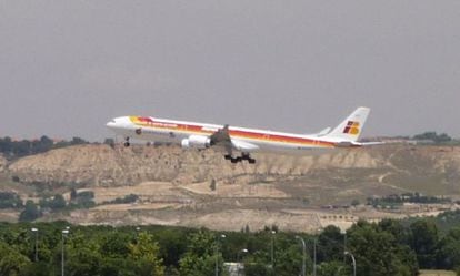 An Iberia plane takes off from Barajas airport in Madrid.