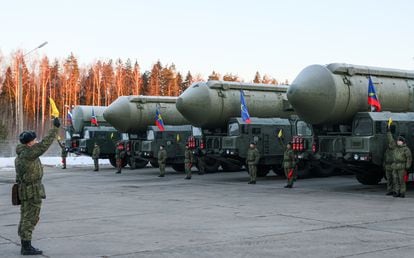 Intercontinental ballistic missile systems in the Russian region of Ivanovo, on February 25.