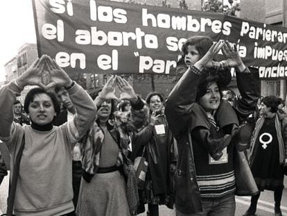A protest calling for the legalization of abortion in 1978 in Madrid.