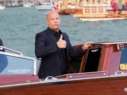 Actor Vin Diesel arriving at a Dolce & Gabbana fashion show in Venice, Italy, in August 2021.
