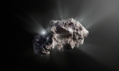 An illustration of what the comet 2I/Borisov looks like.