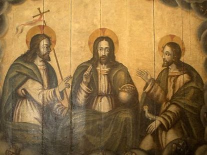 The restored 15th-century Holy Trinity altarpiece.