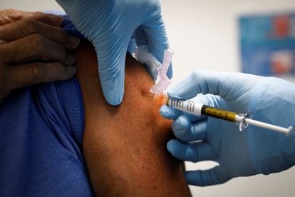A man is injected with a Covid-19 vaccine in Florida.