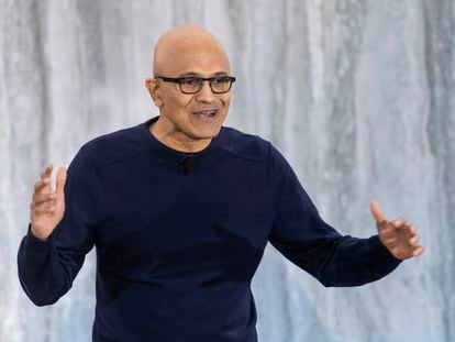 Microsoft CEO Satya Nadella during the presentation in which he announced the inclusion artificial intelligence in the Bing search engine.