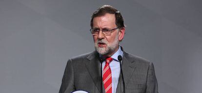 Rajoy addresses reporters on Monday in Madrid.