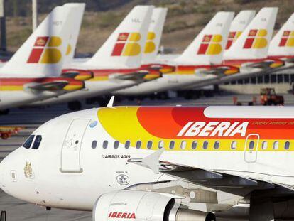 Iberia planes at Barajas airport, where the incident took place.