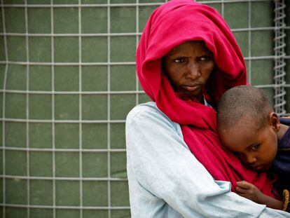 A mother with her son in Somalia.