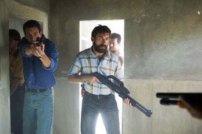 Mario Casas (l) and Antonio de la Torre in Seville-shot thriller &#039;Grupo 7.&#039;