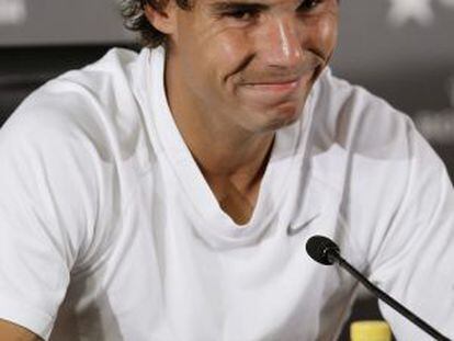 Rafael Nadal at a press conference on Sunday in Madrid.