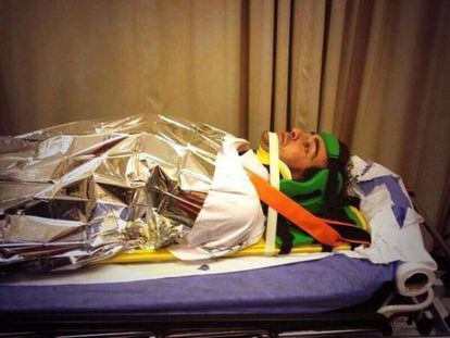 Fernando Alonso in hospital in Abu Dhabi.