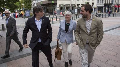 Carles Puigdemont, Clara Ponsatí and Toni Comín in Brussels earlier this year.