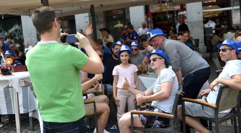 Leicester City fans on Tuesday in Madrid.