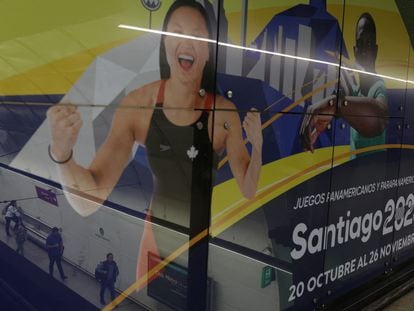 People stand at the subway station prior to the Santiago 2023 Pan American Games, in Santiago, Chile October 18, 2023.