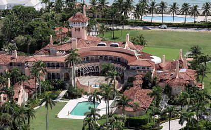 In this file photo taken on September 14, 2022 in this aerial view, former US president Donald Trump's Mar-a-Lago estate is seen in Palm Beach, Florida.