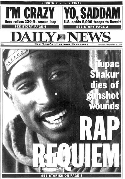 The front page of the 'Daily News' on September 14, 1996. 