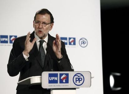 Spanish Prime Minister Mariano Rajoy at a campaign event in Pamplona.