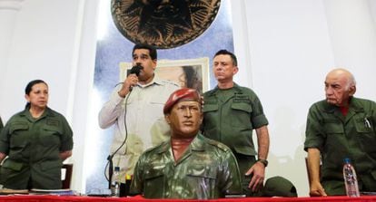 Maduro, during a speech with military officials.